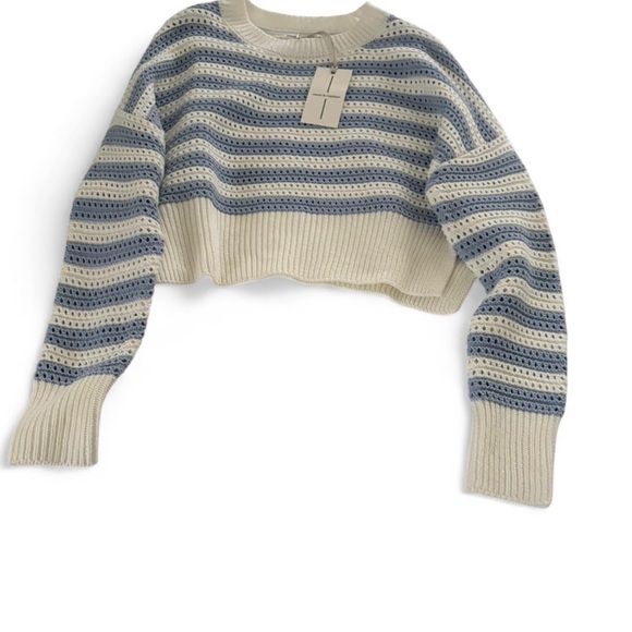 moon & madison Sweaters - moon & madison Striped Blue and Cream Sweater